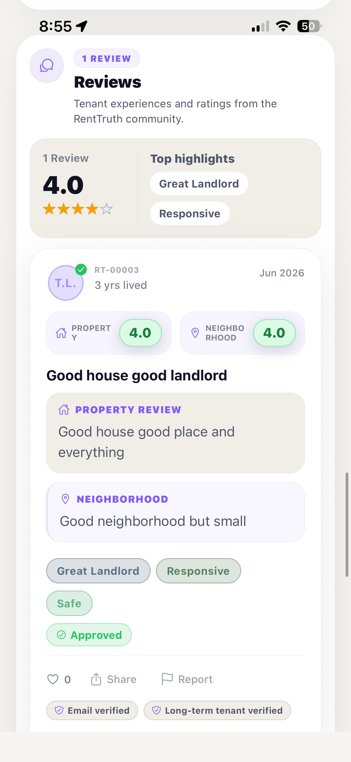 RentTruth deep research screen