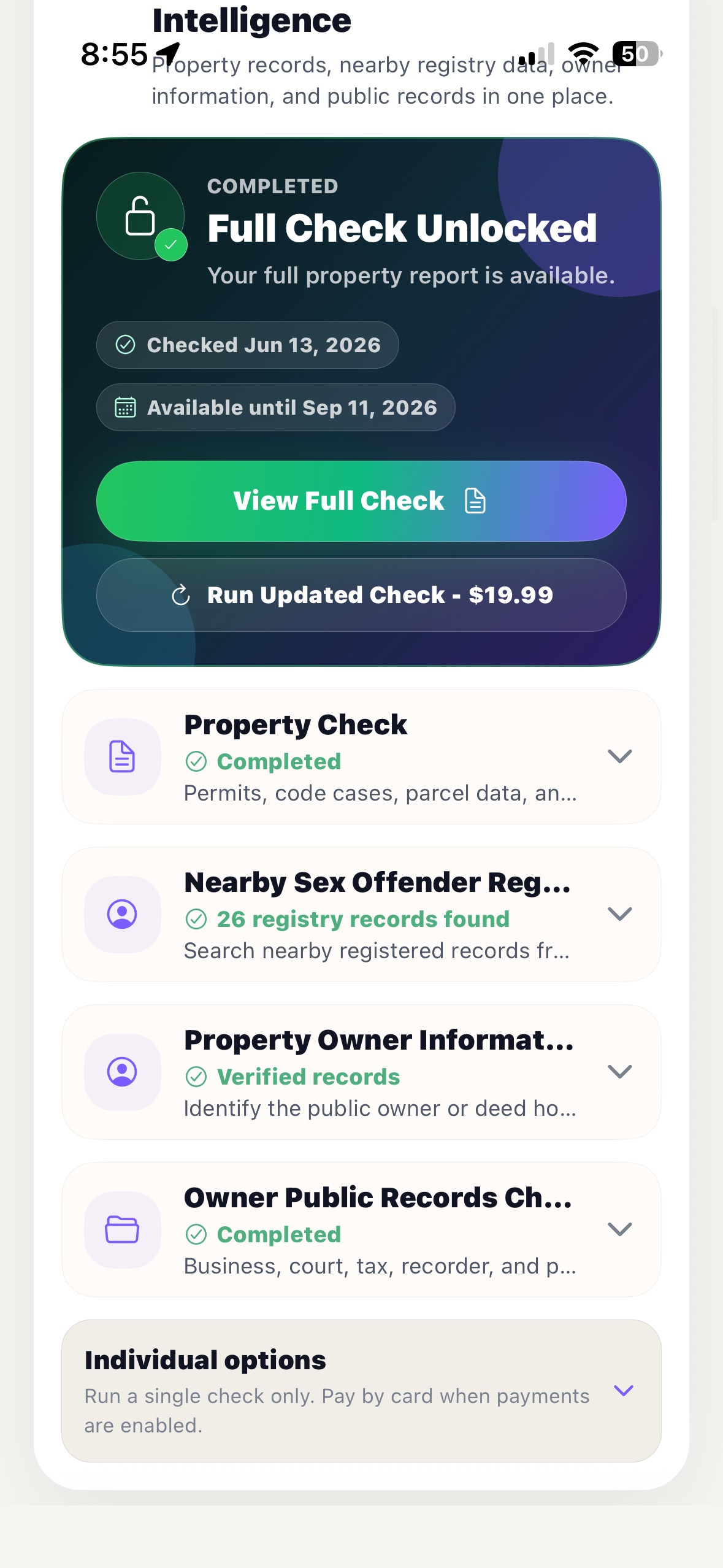 RentTruth full check screen