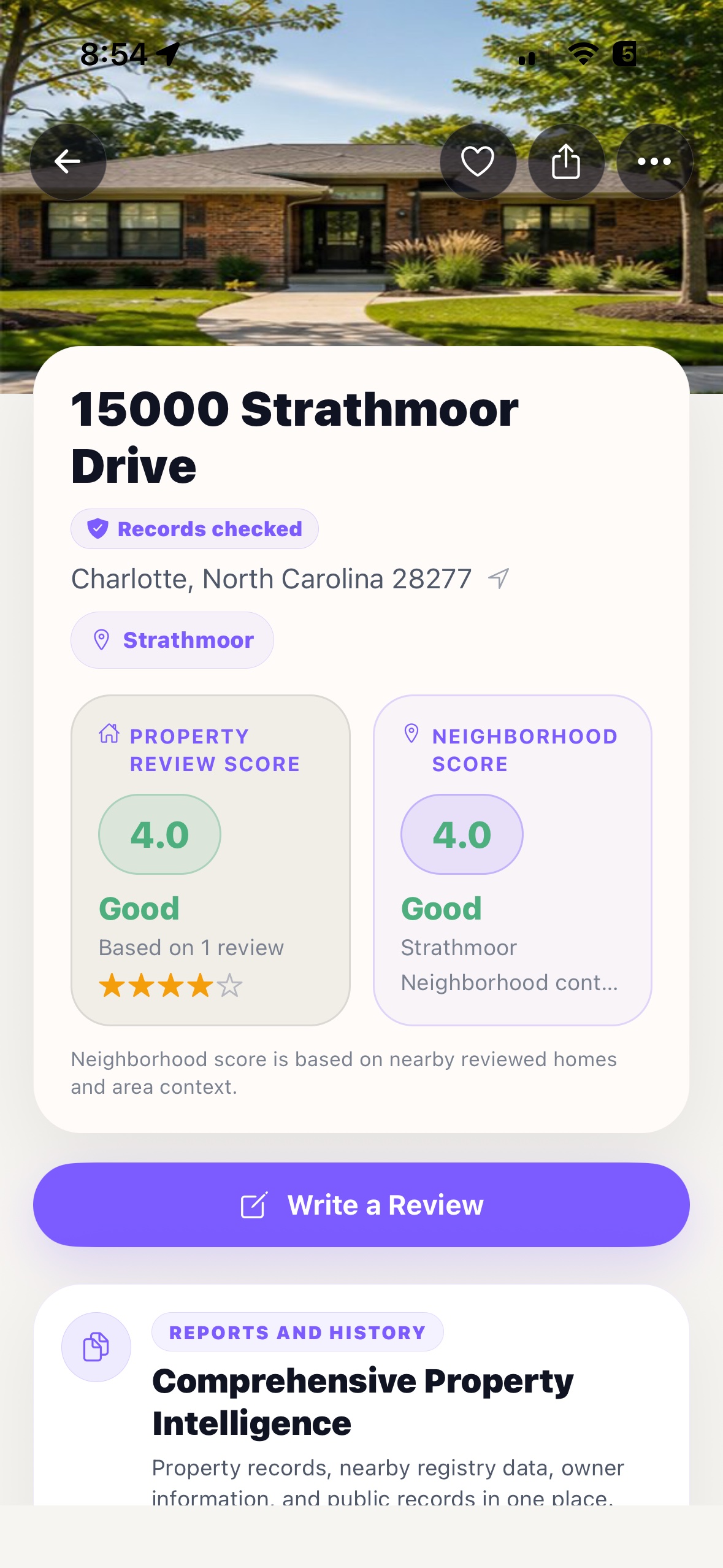 RentTruth property score screen