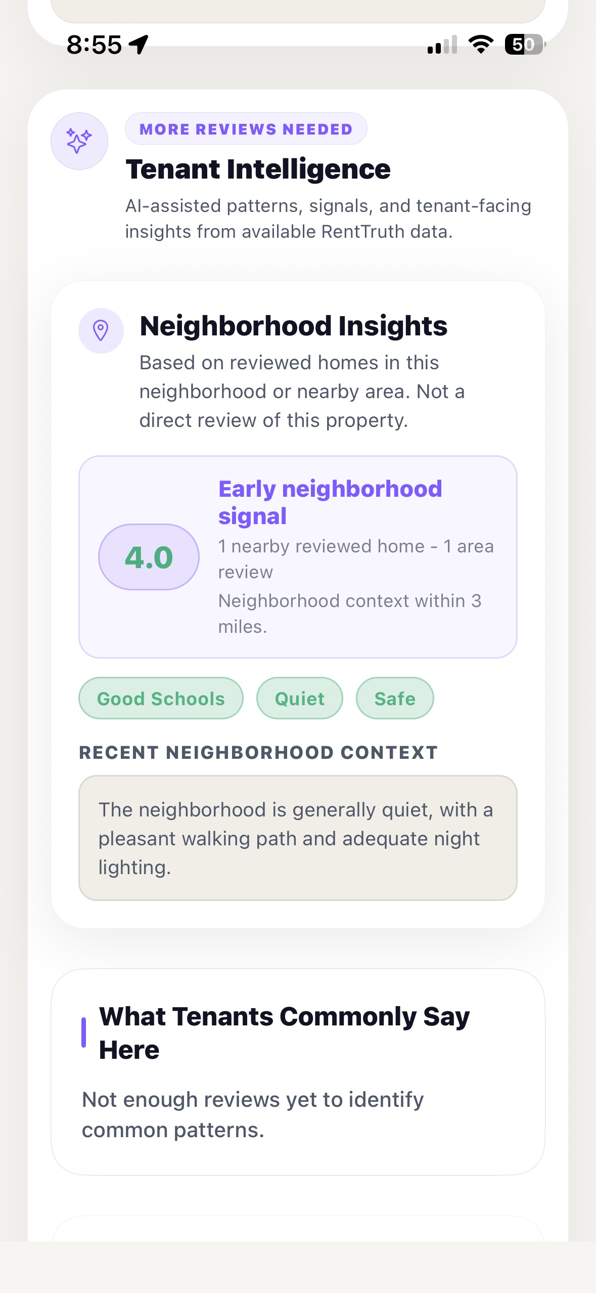 RentTruth tenant intelligence screen